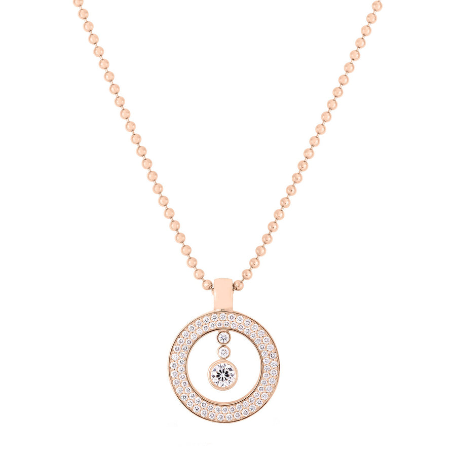 18K Rose Gold Cento Pave Baby O Diamond Necklace