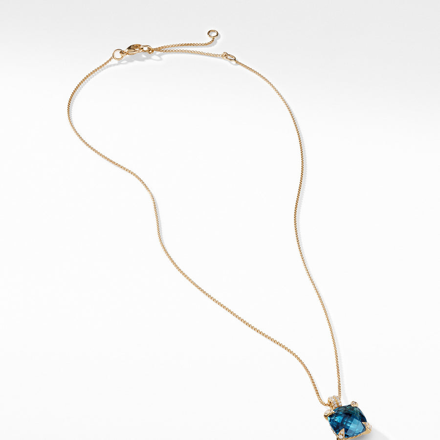 Chatelaine Pendant Necklace with Hampton Blue Topaz and Diamonds in 18K Gold
