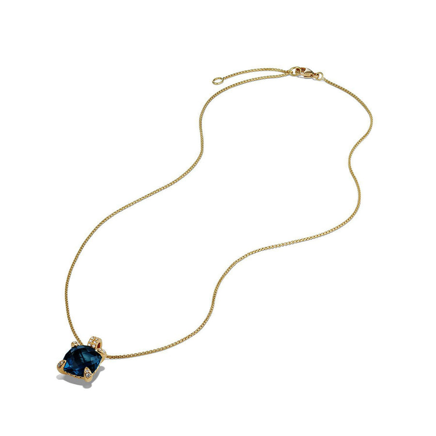 Chatelaine Pendant Necklace with Hampton Blue Topaz and Diamonds in 18K Gold