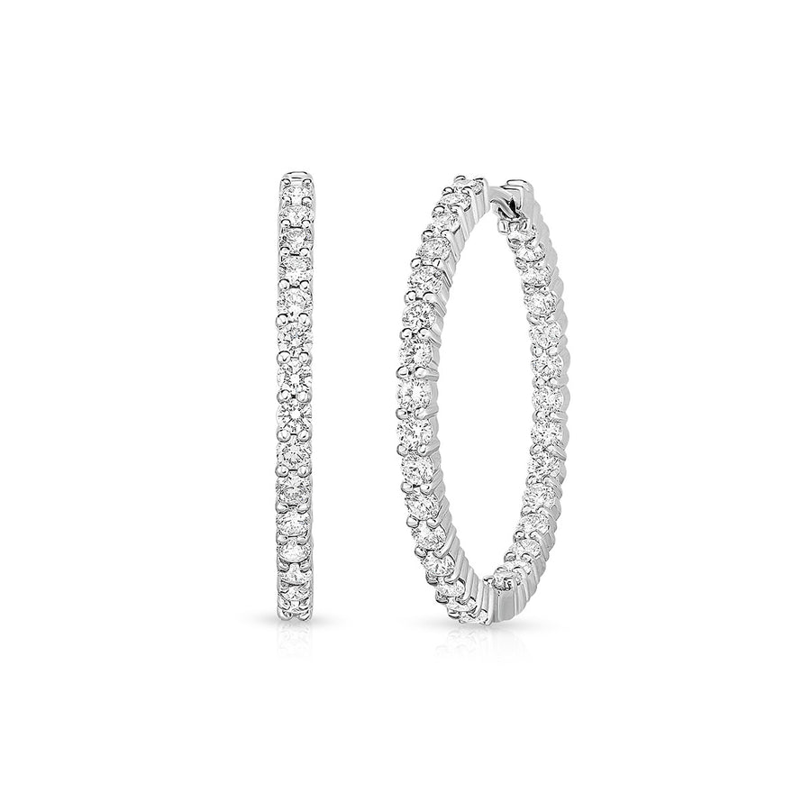 18K White Gold and Diamond Inside Out Hoop Earrings