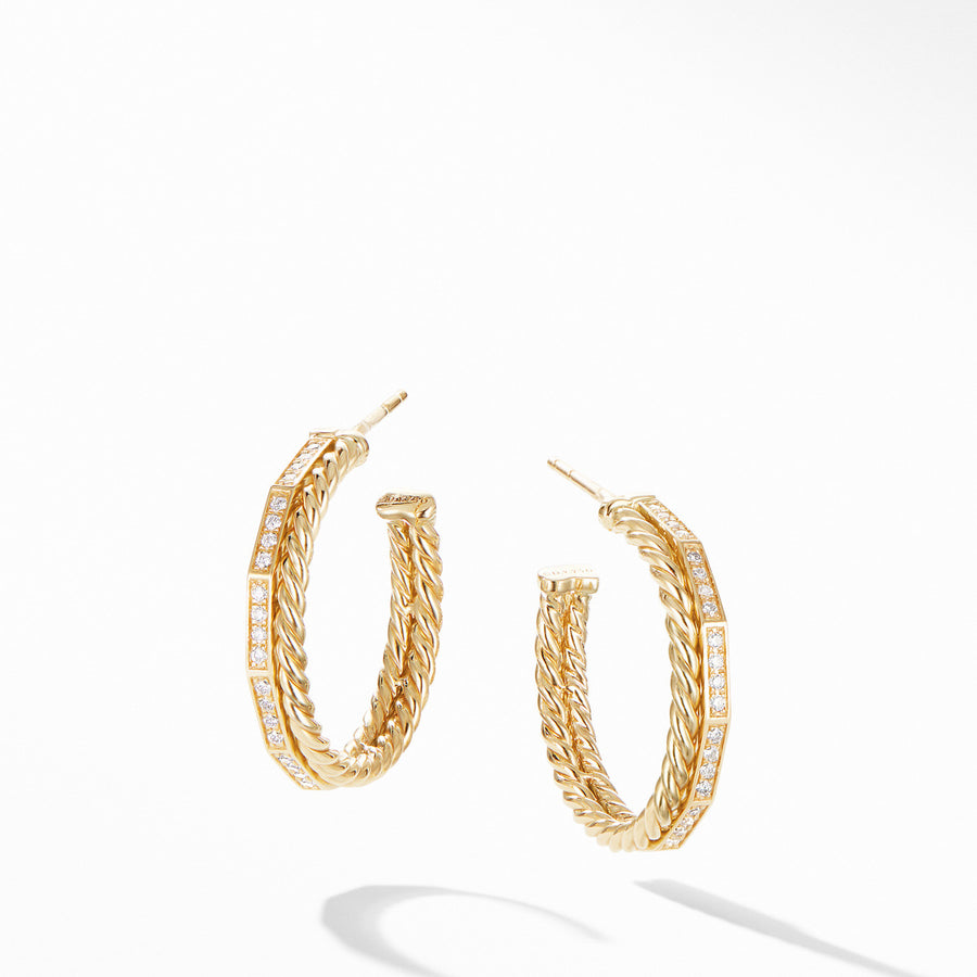 Stax Hoop Earrings with Diamonds in 18K Gold, 25mm