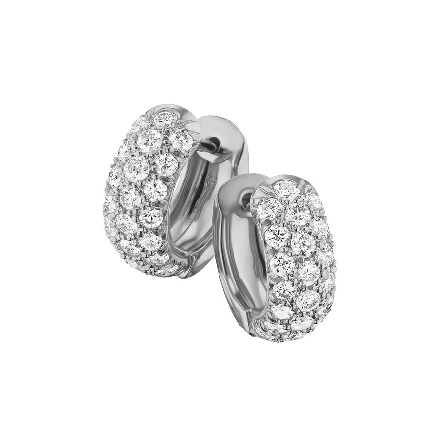 Diamond Pave Huggies in Platinum