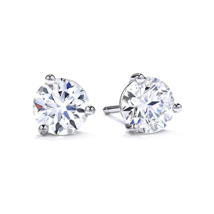 Platinum Three-Prong Stud Earrings