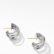 Crossover Huggie Hoop Earrings with Diamonds