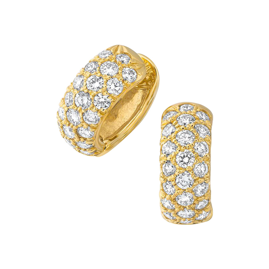 Diamond Pave Huggies in 18K Yellow Gold