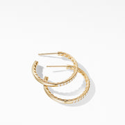 Small Hoop Earrings in 18K Yellow Gold with Pave Diamonds