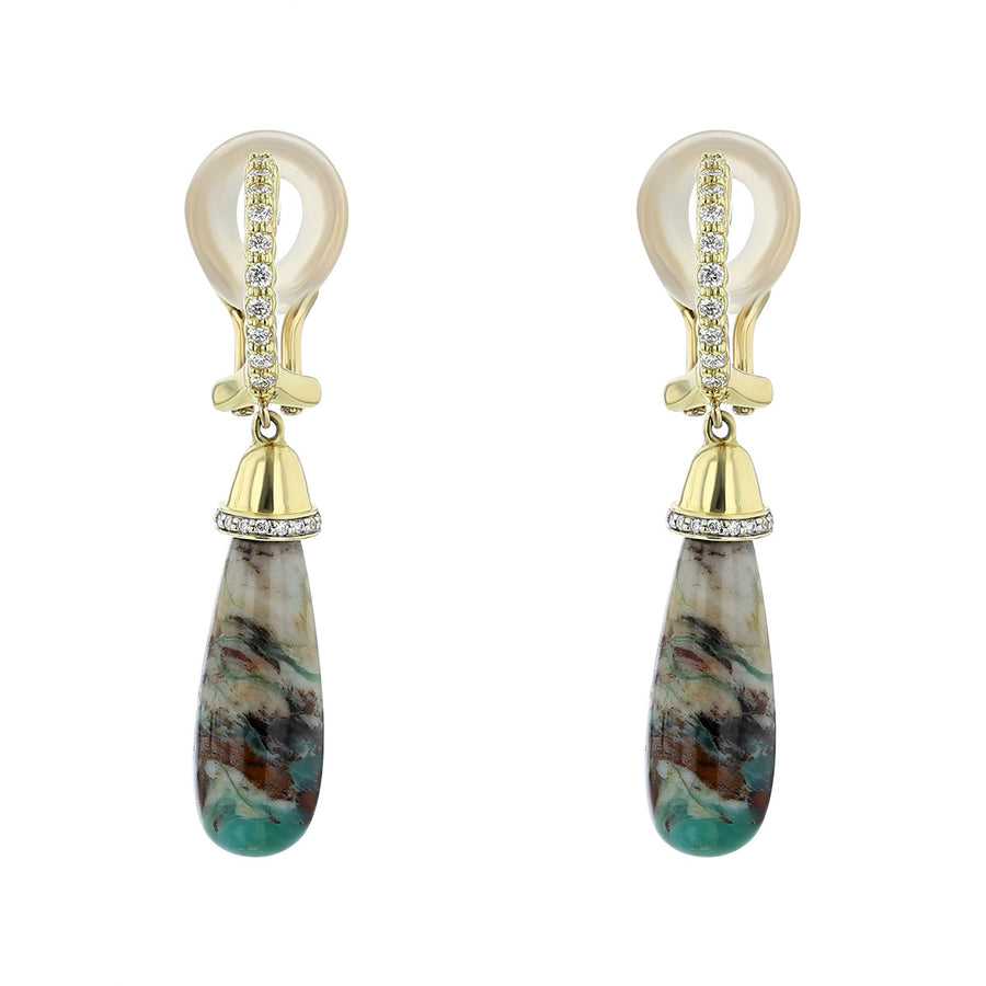 Turkish Wood Opal Briolette Drop Earrings