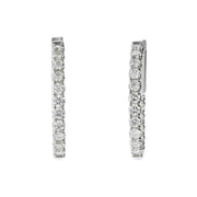 14K Gold Oval Inside Out Diamond Hoop Earrings