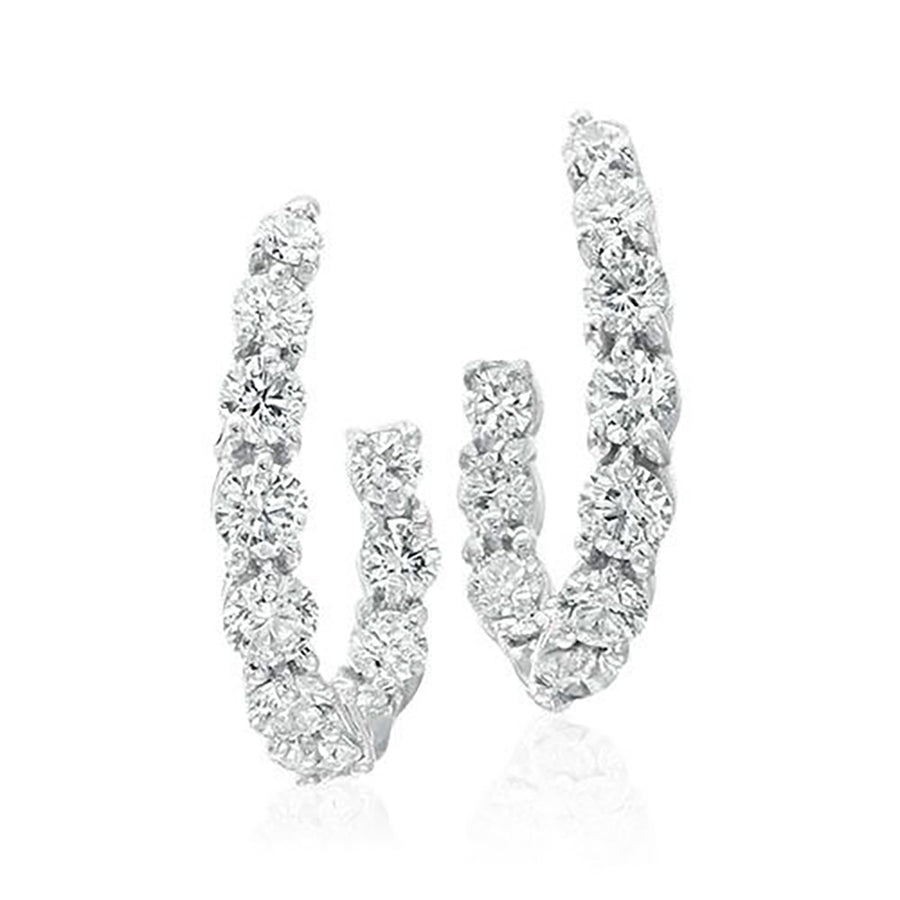 New Moon 18K White Gold Diamond Hoop Earrings