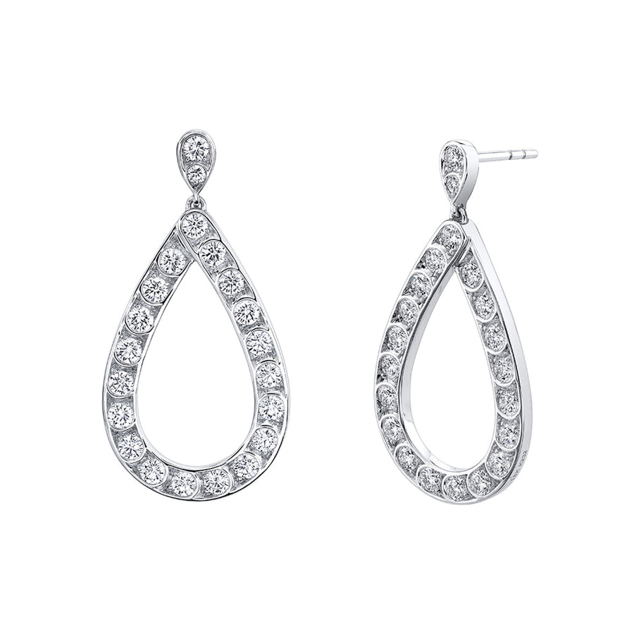 Diamond Scallop Artisan Tear Drop Earrings