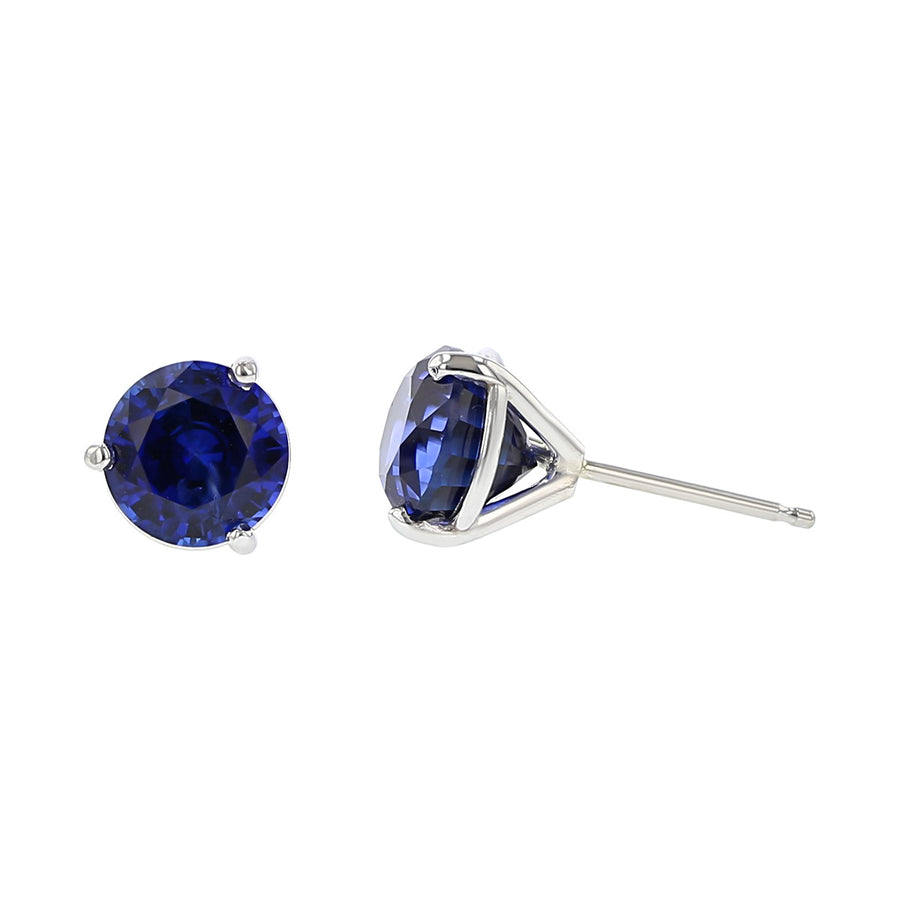 18K White Gold Blue Sapphire Stud Earrings