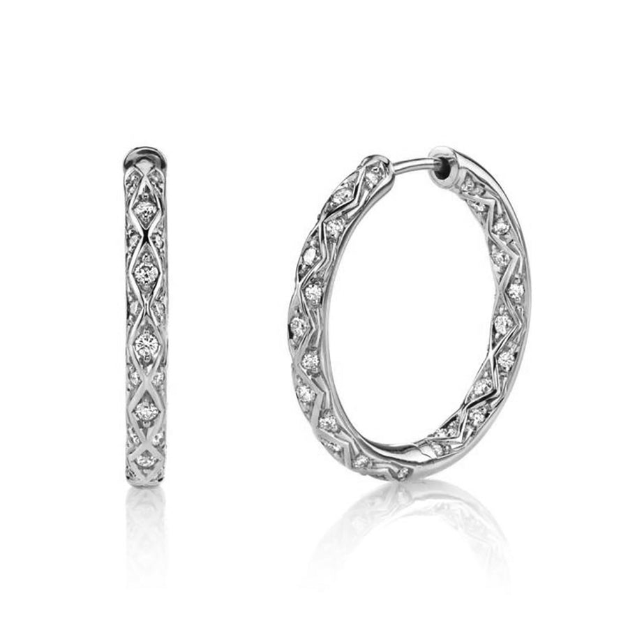 Criss Cross Artisan Pave Hoop Earrings