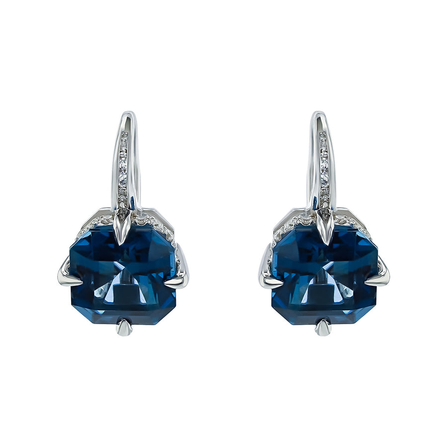 Pastel Diamond Asscher Cut Topaz Drop Earrings