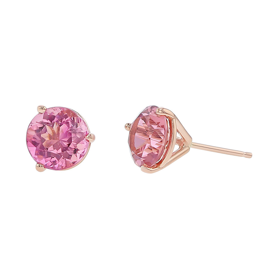 14K Rose Gold Pink Tourmaline Stud Earrings