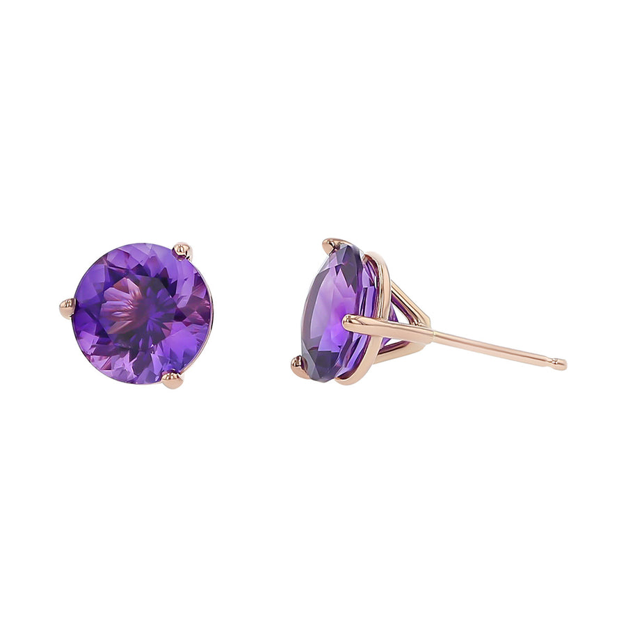 14K Rose Gold Amethyst Stud Earrings - Main Image