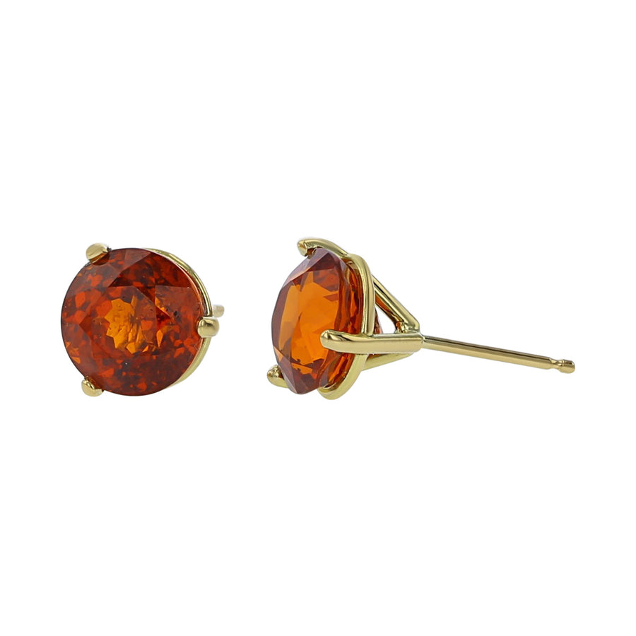 18K Yellow Gold Spessarite Garnet Stud Earrings