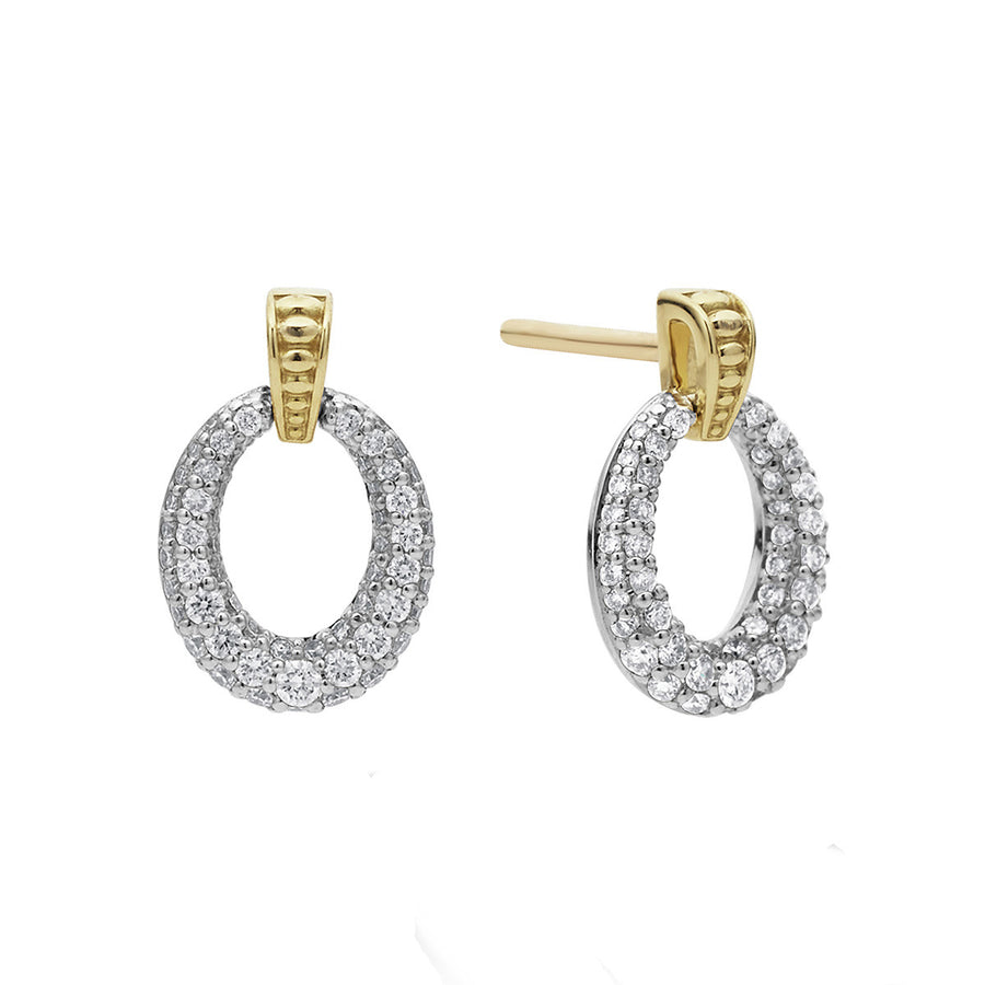 Caviar Lux Diamond Oval Drop Earrings