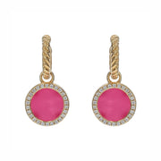 Petite DY Elements Drop Earrings 18K Yellow Gold with Rhodonite and Diamonds