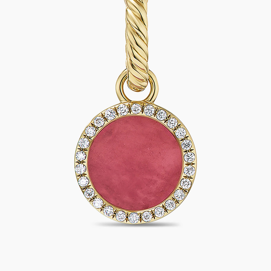 Petite DY Elements Drop Earrings 18K Yellow Gold with Rhodonite and Diamonds