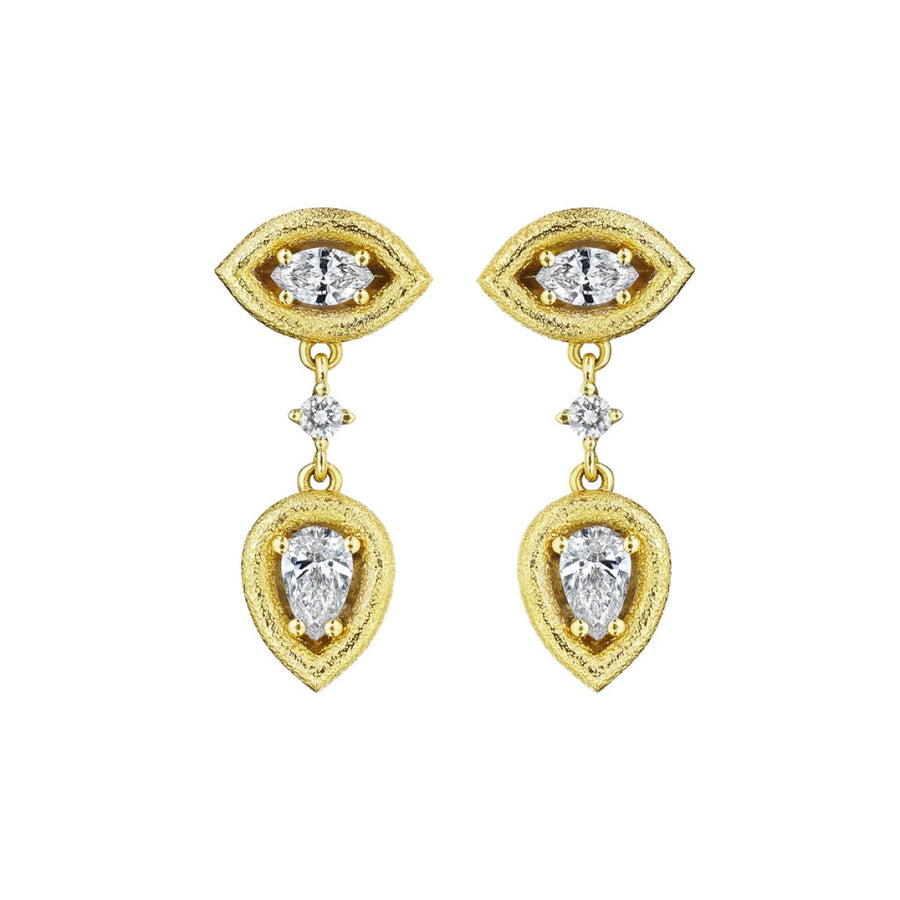 Antique Amulet Marquise and Pear Drop Earrings