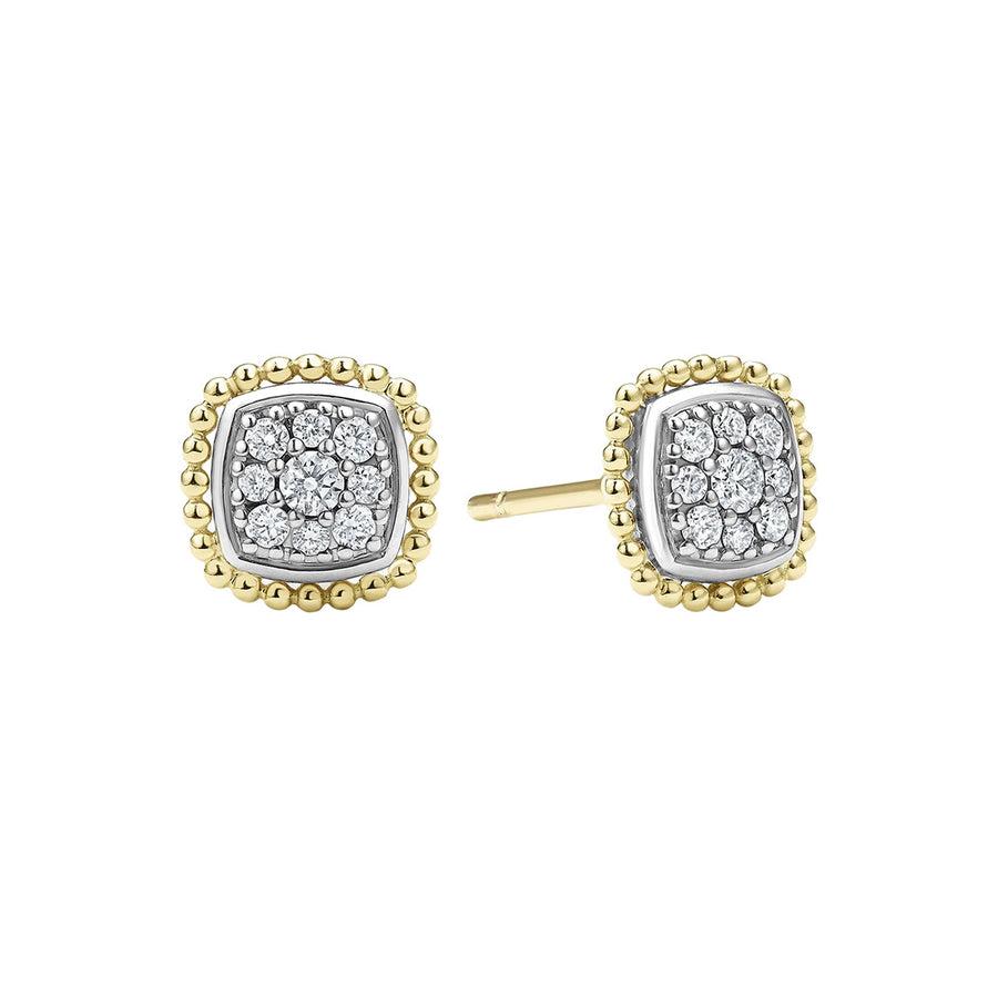 Two-Tone Caviar Diamond Stud Earrings