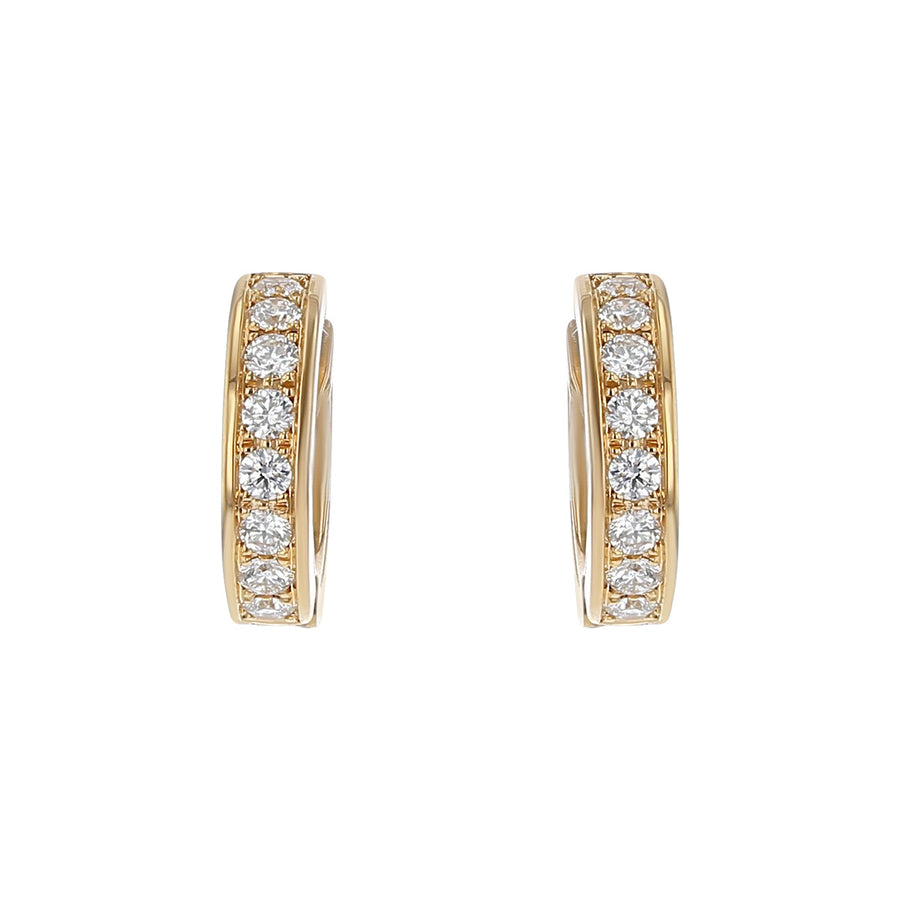 Rose Gold Diamond Huggie Hoop Earrings