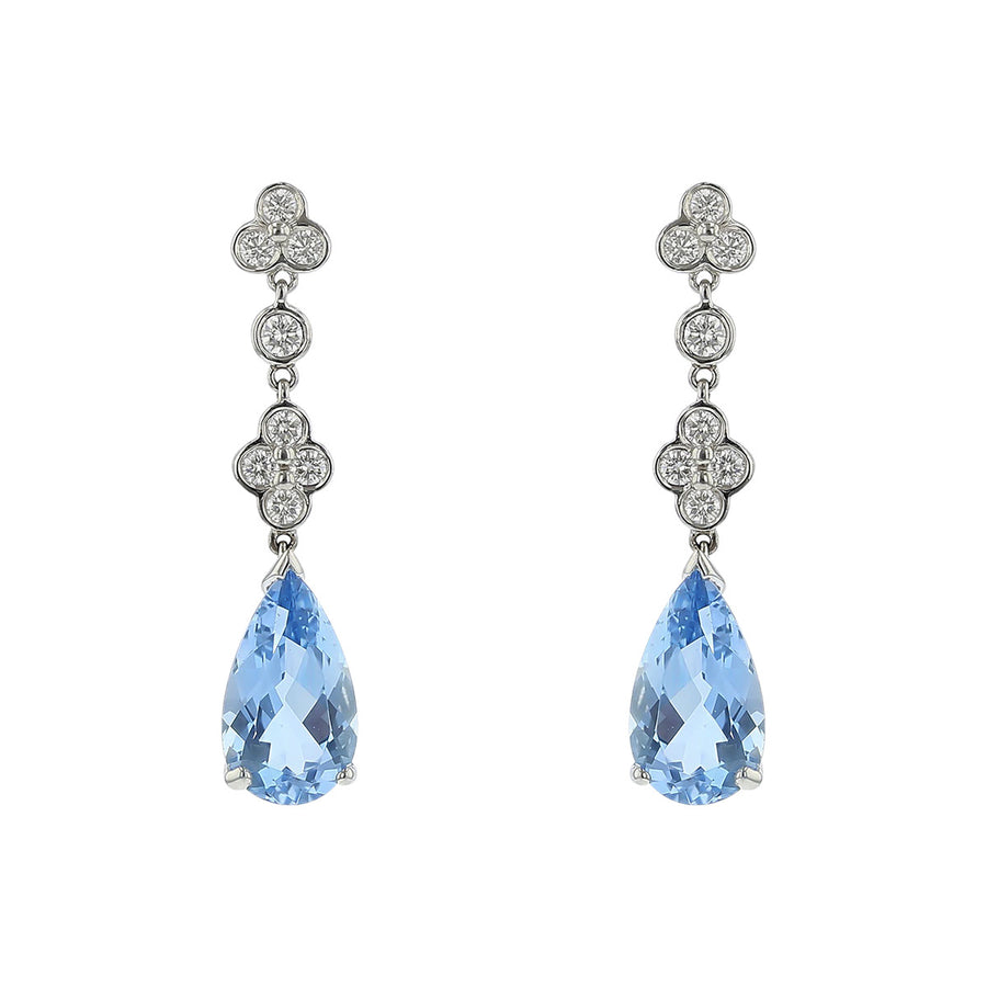 Aquamarine and Diamond Lace Drop Earrings