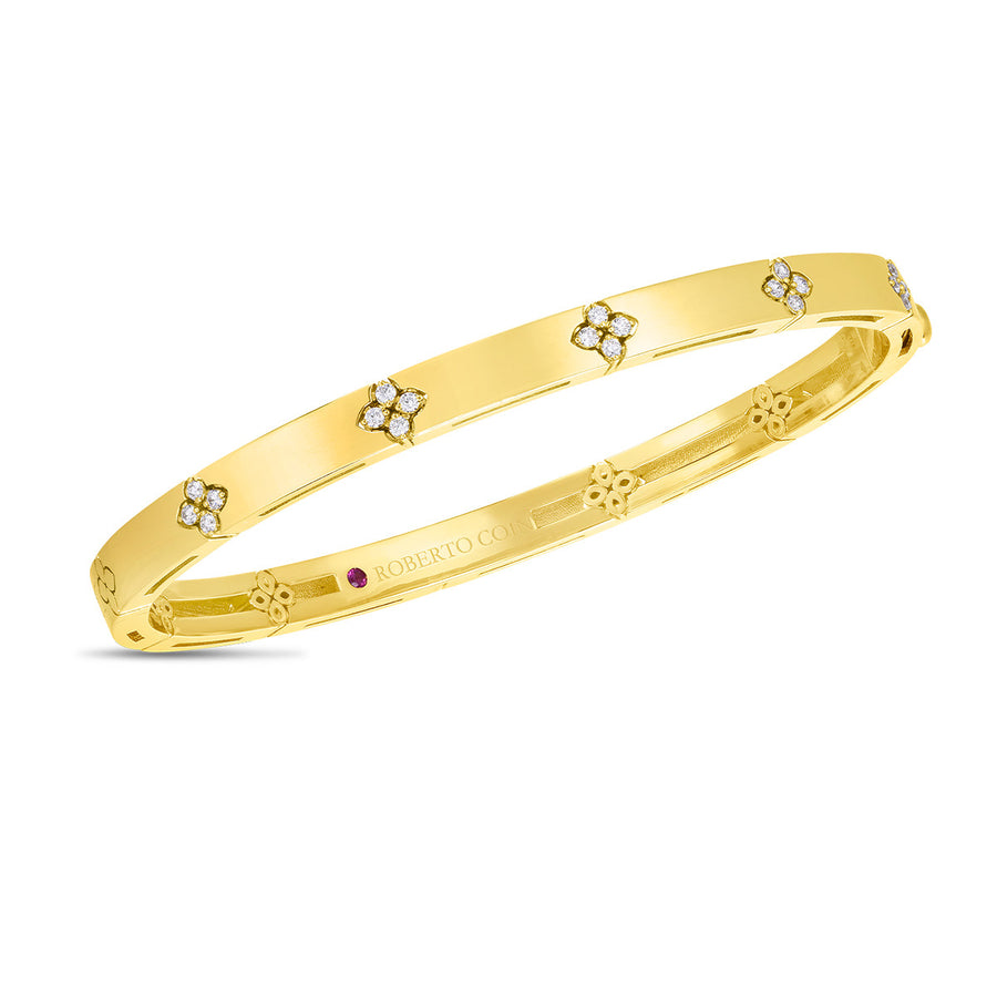 18K Verona Narrow Width Bangle with Diamond Accent