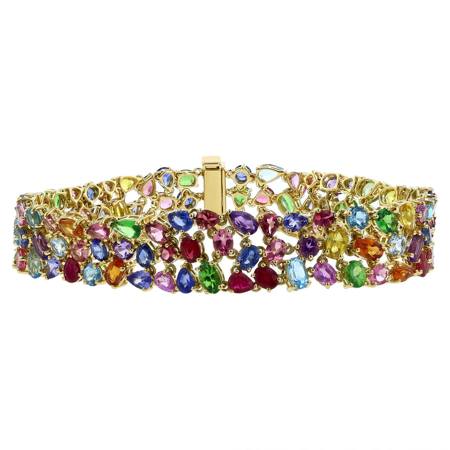 18K Yellow Gold Multi-color Gemstone Bracelet