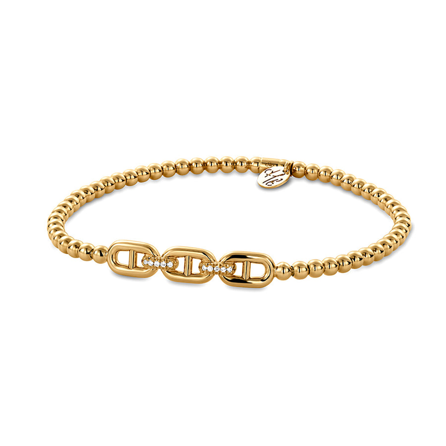 Tresore Gold and Diamond Link Stretch Bracelet