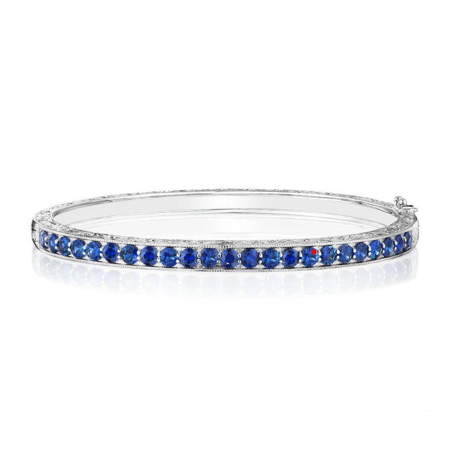 Engraved Blue Sapphire Bangle