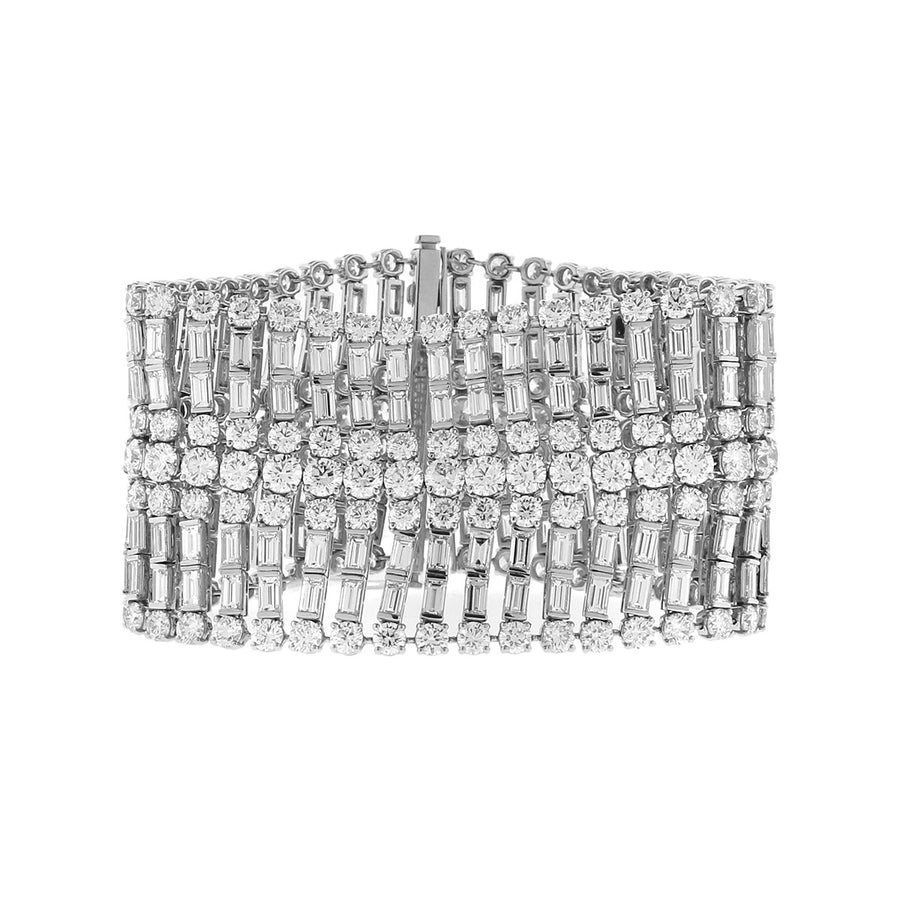 Platinum Diamond Wide Flexible Bracelet