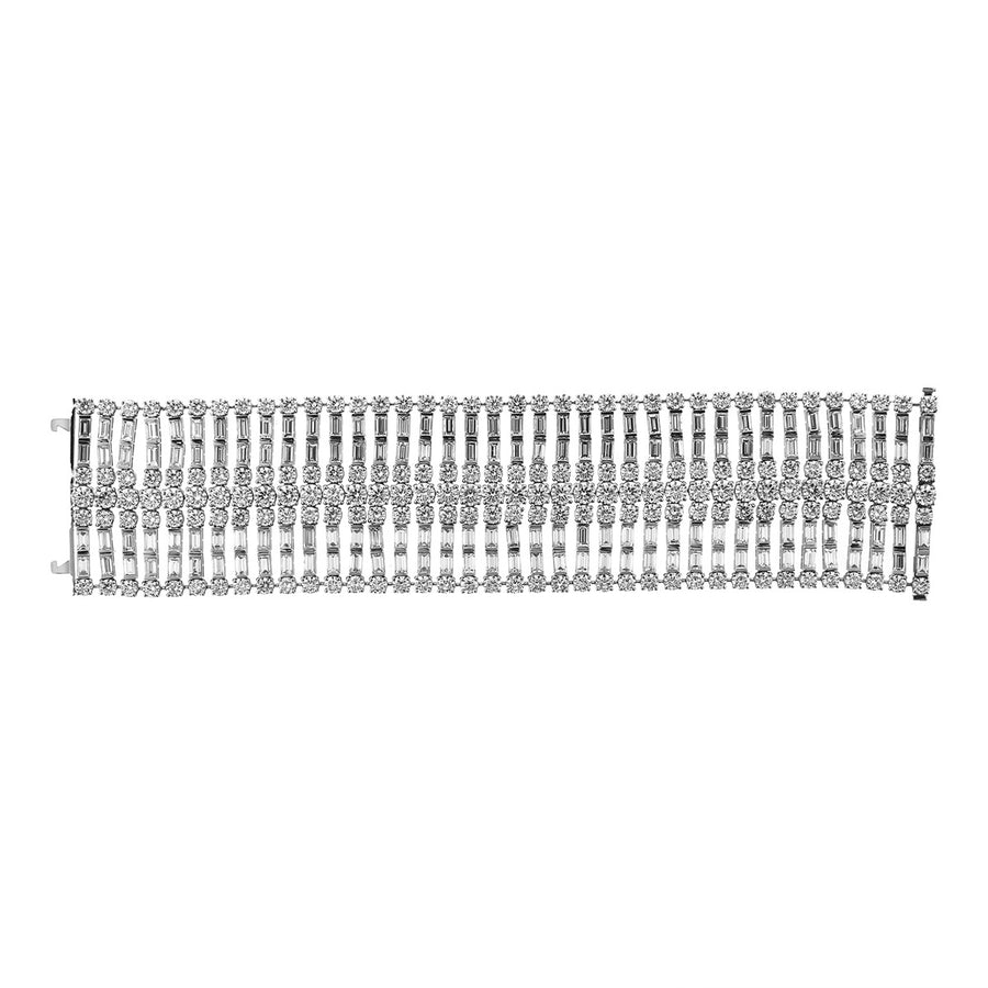 Platinum Diamond Wide Flexible Bracelet