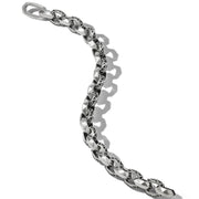 Torqued Faceted Link Bracelet in Sterling Silver with Pave Black Diamonds