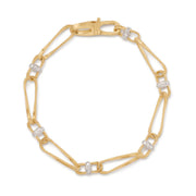 18K Yellow Gold Twisted Coil Link Bracelet With Diamonds