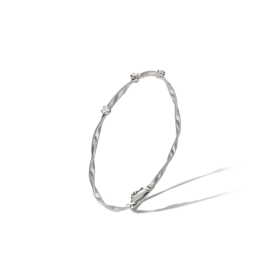 18K White Gold and Diamond Stackable Bangle