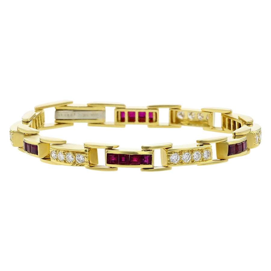 18K Yellow Gold Ruby and Diamond Bracelet