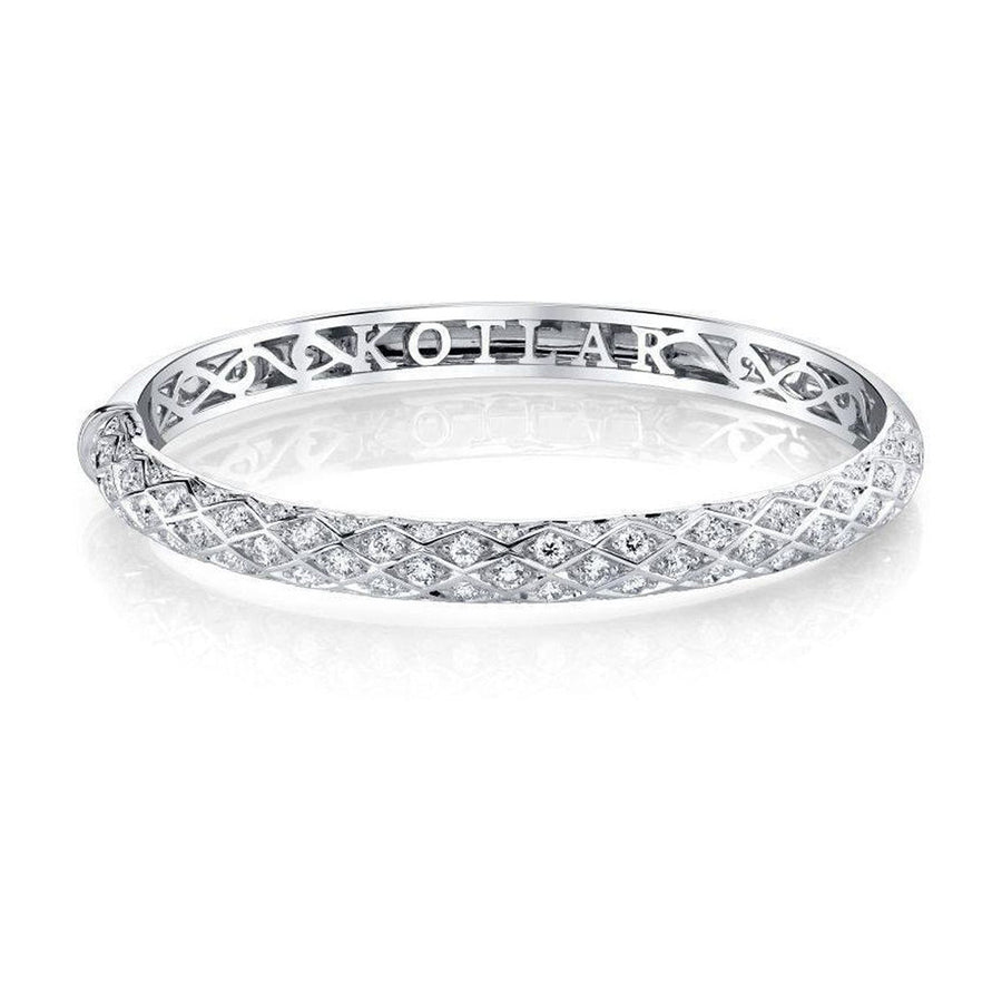Criss Cross Artisan Pave Diamond Bangle Bracelet