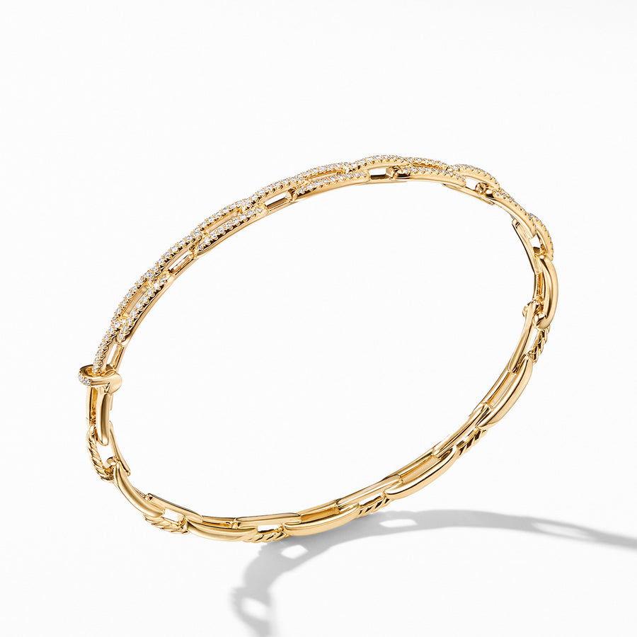 Link Bracelet in 18K Yellow Gold with Pave Diamonds