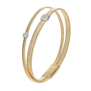 18K Yellow Gold and Diamond Two Strand Crossover Bracelet