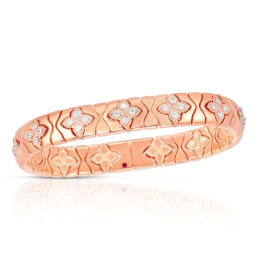 Royal Princess Flower Narrow Bangle with Diamonds