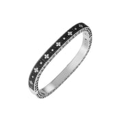 Slim Bangle with Black and White Fleur De Lis Diamonds