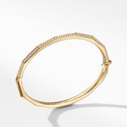 Stax Single Row Faceted Bracelet with Diamonds in 18K Gold, 3mm