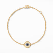 Pave Cable Evil Eye Charm with Blue Sapphire, Diamonds and Black Diamonds in Gold