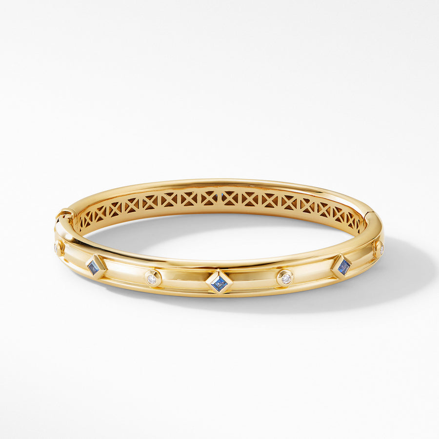 Modern Renaissance Bracelet in 18K Yellow Gold with Blue Sapphires and Diamonds