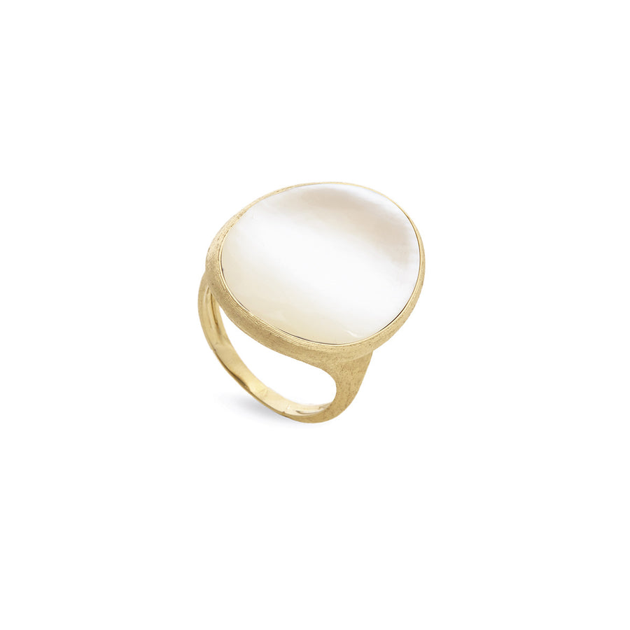 18K Yellow Gold White Mother of Pearl Cocktail Ring