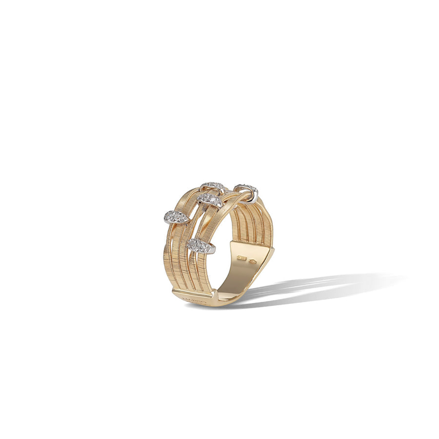18K Yellow Gold and Diamond Multi Strand Ring