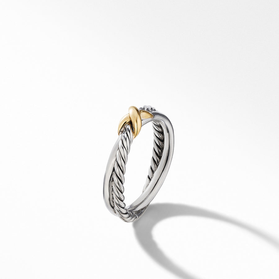 Petite X Ring with 18K Yellow Gold