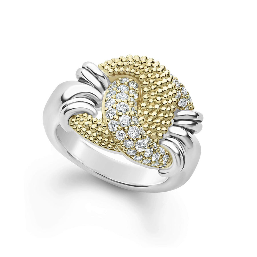 Large Caviar Diamond Knot Ring