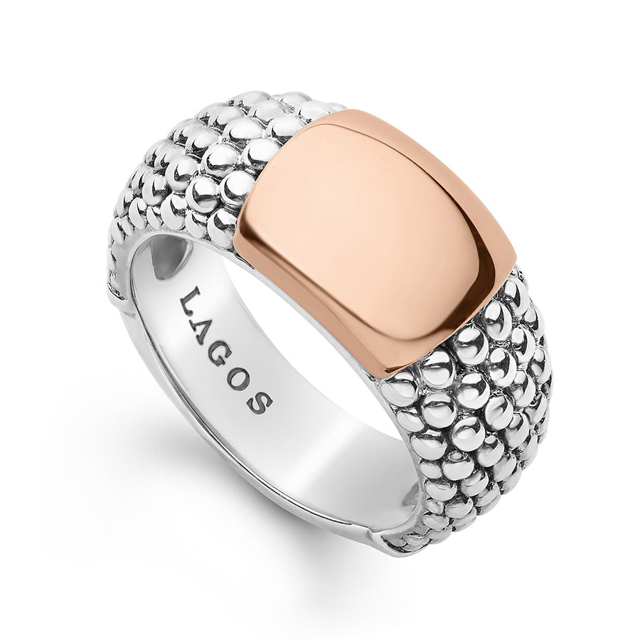 Rose Gold Station Caviar Ring